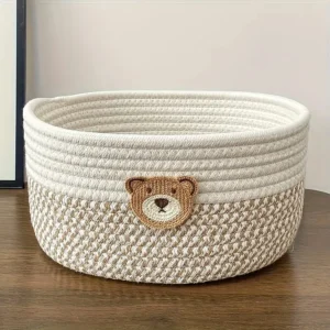 Cute Bear Woven Fabric Storage Basket